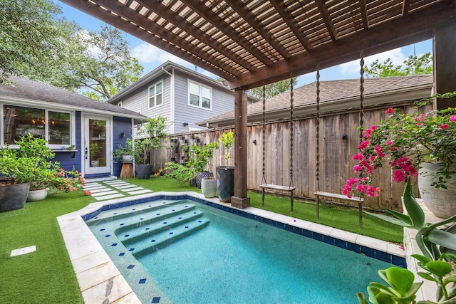 406 Bomar St, Houston, TX 77006 - view of swimming pool with a fenced backyard and a pergola