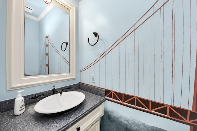 10503 Great Plains Ln, Houston, TX 77064 - bathroom with crown molding and vanity