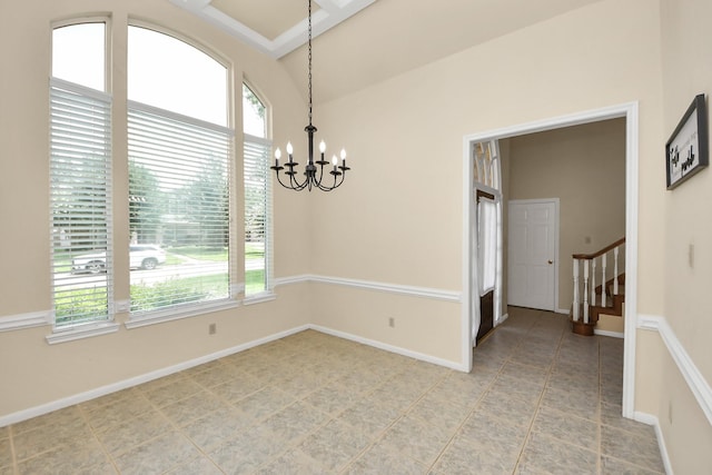 10503 Great Plains Ln, Houston, TX 77064 - unfurnished room featuring healthy amount of natural light, a chandelier, and stairway
