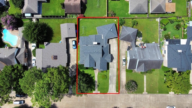 10503 Great Plains Ln, Houston, TX 77064 - aerial perspective of suburban area featuring a pool area