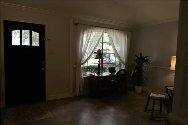 1714 Oak Ridge Dr, Kemah, TX 77565 - entryway with crown molding and tile patterned flooring