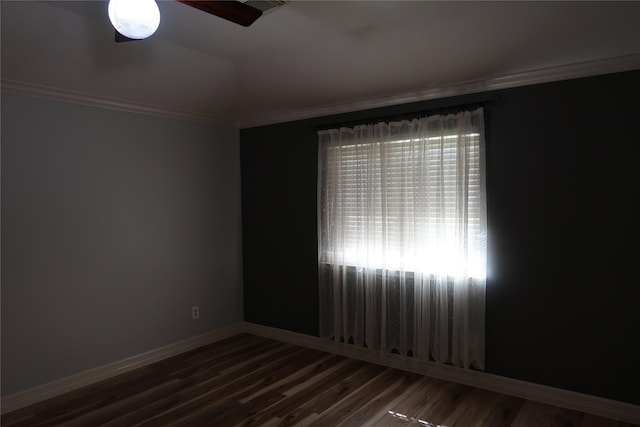 1714 Oak Ridge Dr, Kemah, TX 77565 - unfurnished room with ornamental molding, wood finished floors, and ceiling fan