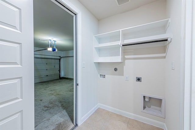 12610 Marley Hills Trl, Houston, TX 77089 - washroom featuring electric dryer hookup, hookup for a washing machine, hookup for a gas dryer, light tile patterned floors, and light carpet