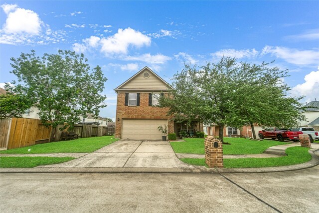 8011 Sumal Cir, Baytown, TX 77521 - traditional-style home with a garage, driveway, and brick siding