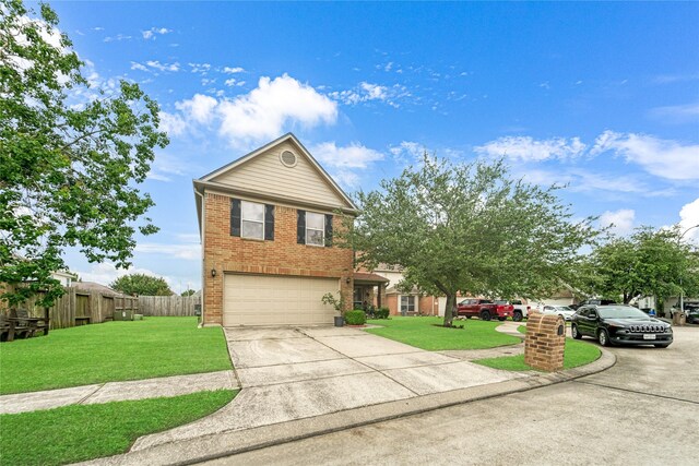 8011 Sumal Cir, Baytown, TX 77521 - traditional-style house with a garage, brick siding, and driveway