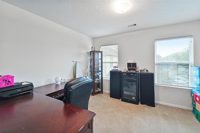 8011 Sumal Cir, Baytown, TX 77521 - office featuring a textured ceiling and light carpet