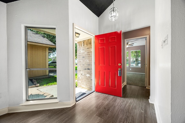 12226 Westwold Dr, Tomball, TX 77377 - entryway featuring wood finished floors and ceiling fan