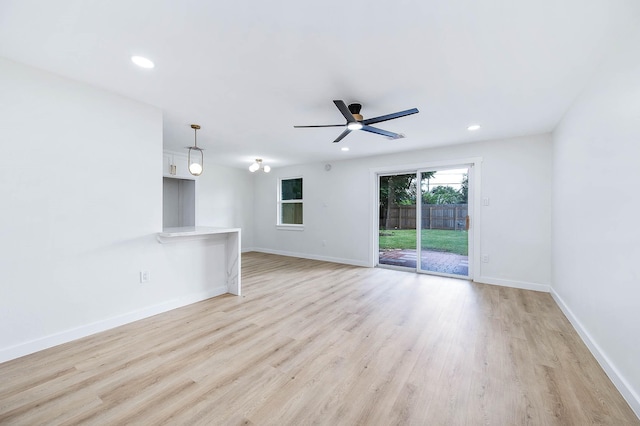 5730 Alvarado Dr, Houston, TX 77035 - spare room featuring ceiling fan, light wood-style flooring, and recessed lighting