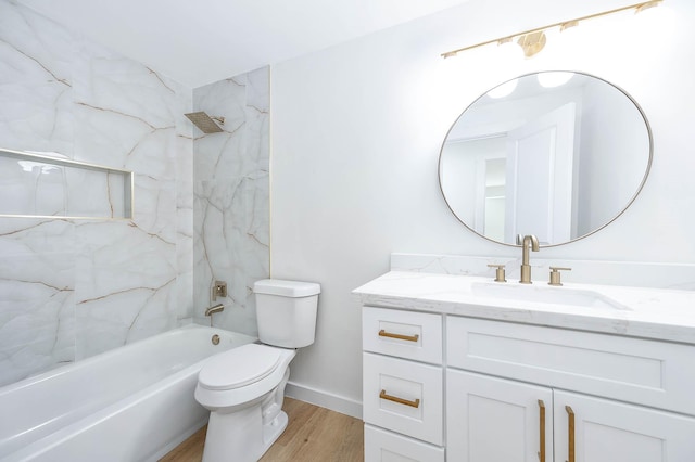 5730 Alvarado Dr, Houston, TX 77035 - bathroom with vanity, wood finished floors, and shower / bath combination