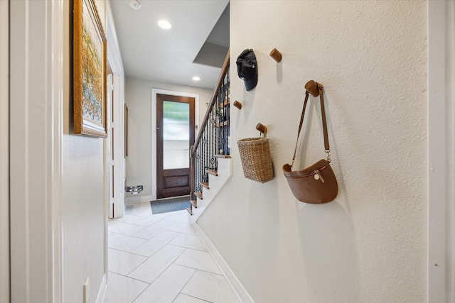 1219 Hickory St, Houston, TX 77007 - entryway with stairway and recessed lighting