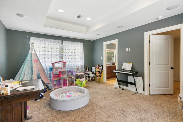 1025 Creek Bnd, Jasper, TX 75951 - playroom featuring carpet flooring, recessed lighting, and a raised ceiling