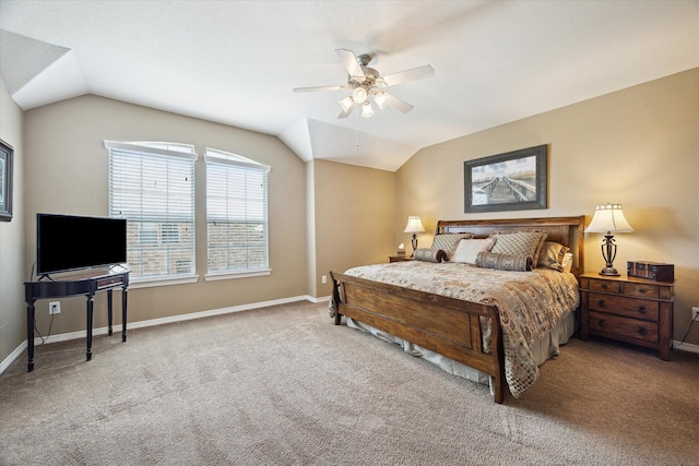 11014 Bakerwood Dr, Houston, TX 77064 - bedroom with lofted ceiling, carpet, and a ceiling fan