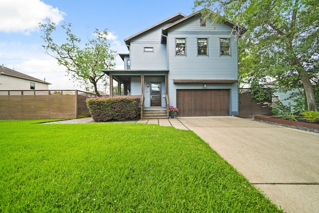 959 W 42nd St, Houston, TX 77018 - view of front of home with a garage, concrete driveway, and covered porch