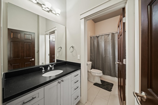 959 W 42nd St, Houston, TX 77018 - bathroom featuring tile patterned floors, vanity, and a shower with shower curtain