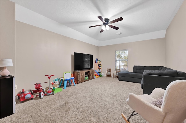 5806 Wilton St, Pearland, TX 77584 - living area featuring carpet floors and ceiling fan
