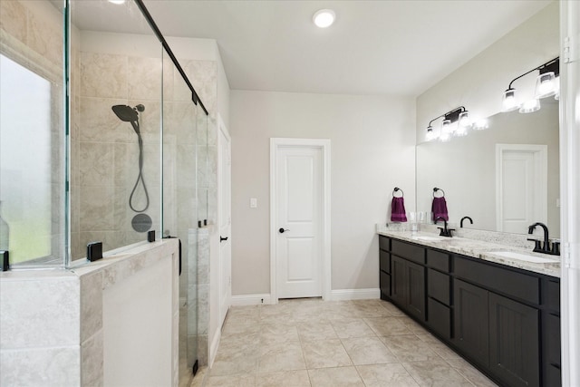 508 Buckhorn St, Sealy, TX 77474 - bathroom with double vanity and a stall shower