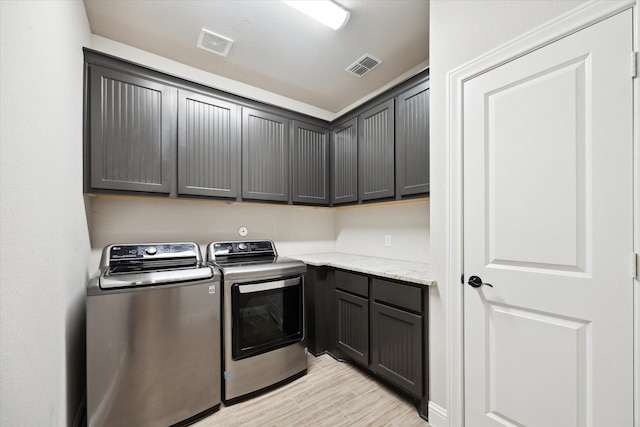 508 Buckhorn St, Sealy, TX 77474 - washroom featuring washer and clothes dryer, cabinet space, and light wood finished floors