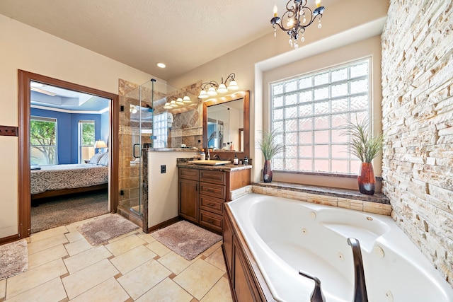 12815 Mimosa Spring Dr, Tomball, TX 77377 - full bath featuring vanity, a jetted tub, a shower stall, and ensuite bathroom