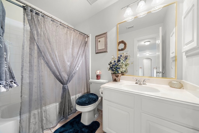 12815 Mimosa Spring Dr, Tomball, TX 77377 - full bathroom with shower / bathtub combination with curtain, vanity, and tile patterned flooring