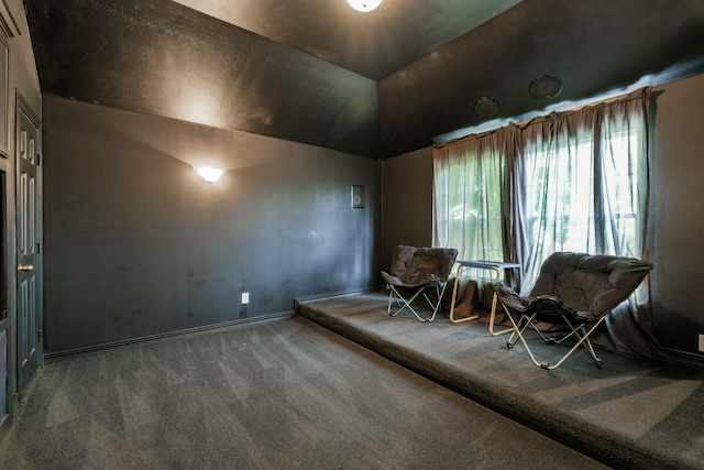 16050 Lockdale Ln, Cypress, TX 77429 - sitting room featuring carpet and vaulted ceiling