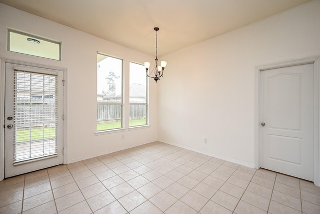 6846 Durango Creek Dr, Magnolia, TX 77354 - unfurnished dining area featuring a chandelier and light tile patterned flooring