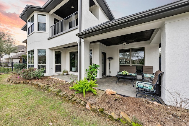 11710 Montmarte Blvd, Houston, TX 77082 - view of patio featuring a ceiling fan and an outdoor hangout area