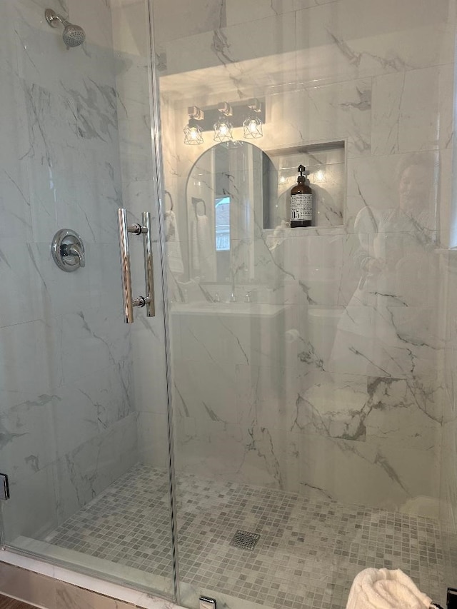 11258 Rousseau Dr, Houston, TX 77065 - full bathroom with a marble finish shower