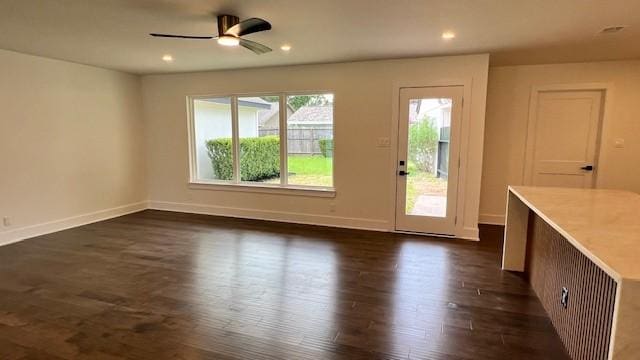 2823 Stetson Ln, Houston, TX 77043 - entryway with ceiling fan, dark wood-style flooring, and recessed lighting