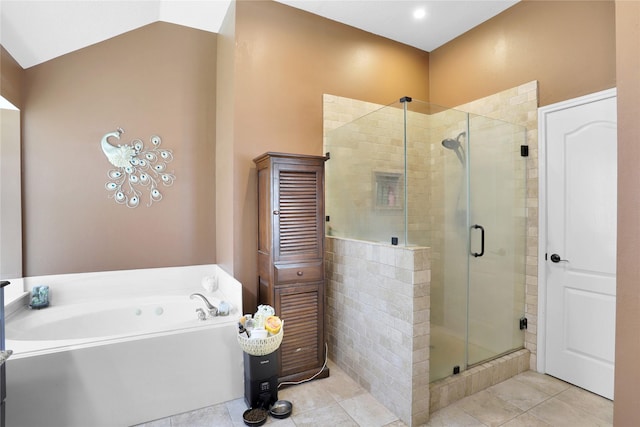 3816 Lake View Dr, Pearland, TX 77581 - full bathroom featuring a shower stall, a garden tub, and tile patterned floors