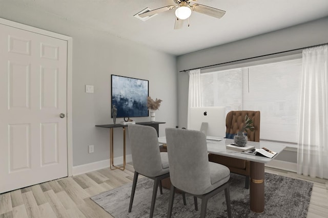 4523 Keystone St, Houston, TX 77021 - office area featuring light wood-style floors and ceiling fan