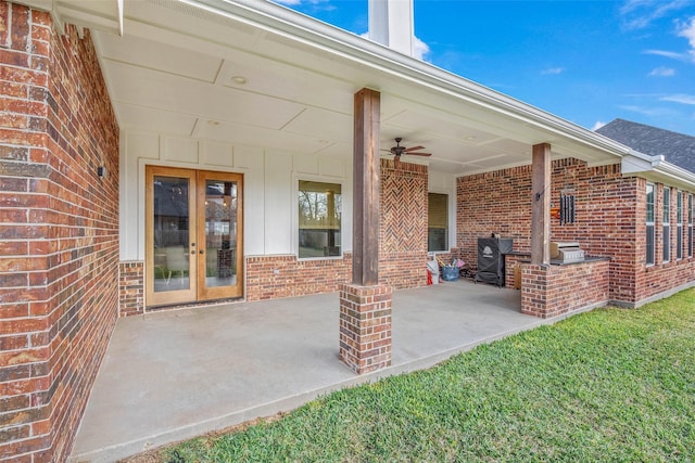 1929 Spanish Moss Dr, College Station, TX 77845 - view of patio / terrace featuring french doors and ceiling fan