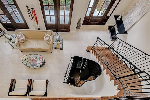 2514 Detering St, Houston, TX 77007 - living room with french doors and stairs