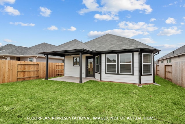 20626 Draper Rd, Tomball, TX 77377 - rear view of property with a patio, a fenced backyard, roof with shingles, and ceiling fan