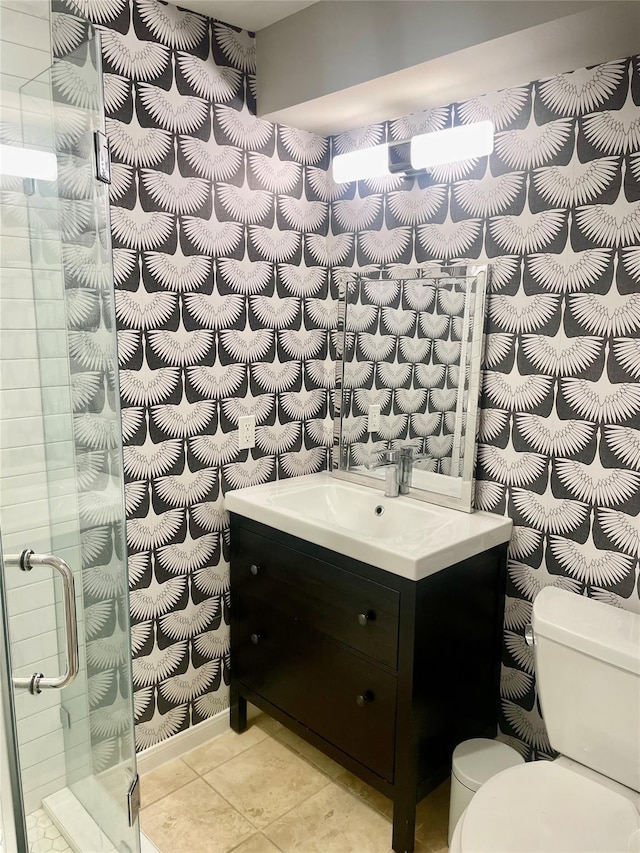 142 Beverly Ln, Bellaire, TX 77401 - full bathroom featuring vanity, a shower stall, and tile patterned flooring
