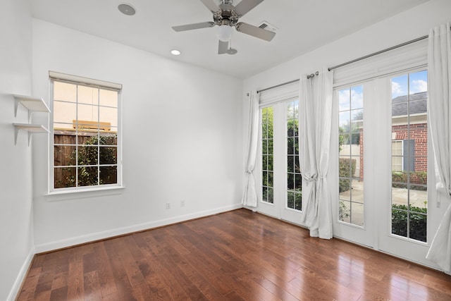 3118 Rosemary Park Ln, Houston, TX 77082 - empty room with healthy amount of natural light, hardwood / wood-style floors, recessed lighting, and a ceiling fan