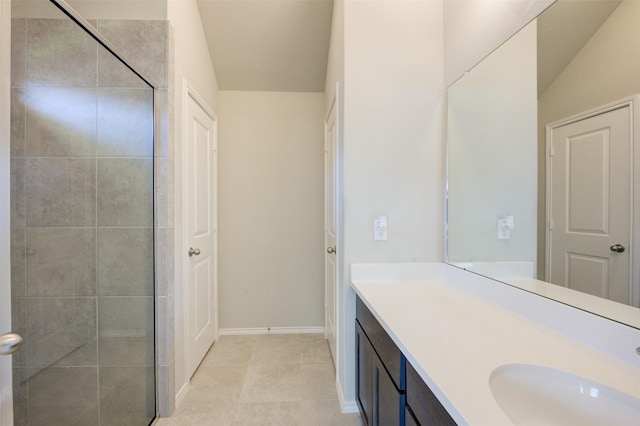 32014 Quail Terrace Ln, Conroe, TX 77385 - full bathroom with vanity, tiled shower, and tile patterned flooring