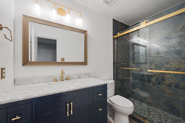 22730 Tara Way Dr, Katy, TX 77449 - full bath with vanity, a shower stall, and a textured ceiling