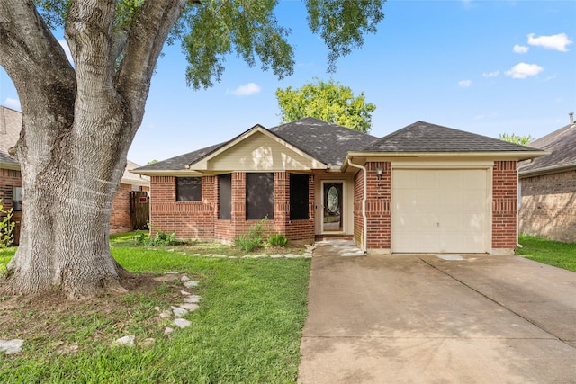 2721 Overland Trl, Dickinson, TX 77539 - ranch-style home with an attached garage, brick siding, driveway, and roof with shingles