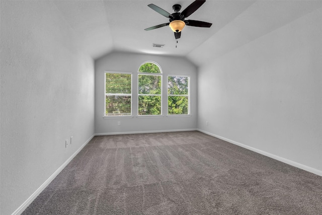 2223 Ridge Wood Ln, Sugar Land, TX 77479 - additional living space featuring ceiling fan, vaulted ceiling, and carpet floors