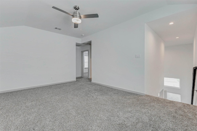 3026 Stock Orchard Ln, Houston, TX 77047 - carpeted empty room with lofted ceiling, ceiling fan, and recessed lighting