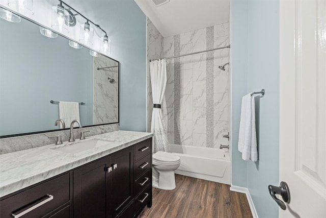 9618 Roarks Psge, Missouri City, TX 77459 - bathroom featuring vanity, wood finished floors, and shower / bath combination with curtain