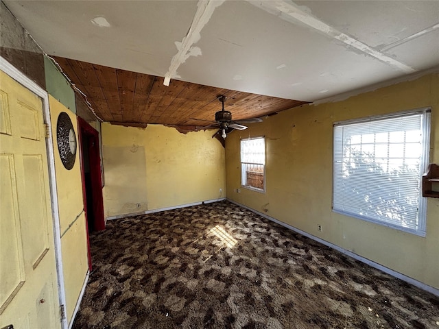 4124 Dabney St, Houston, TX 77026 - carpeted spare room featuring a ceiling fan and wooden ceiling