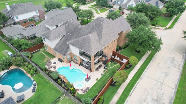 9303 Georgetown Glen Cir, Cypress, TX 77433 - aerial perspective of suburban area featuring a pool area