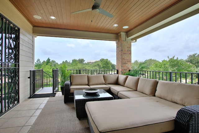 9303 Georgetown Glen Cir, Cypress, TX 77433 - patio / terrace with an outdoor hangout area and ceiling fan