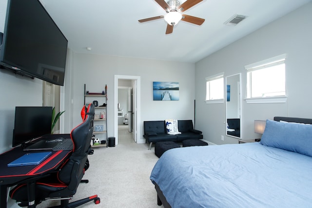 9303 Georgetown Glen Cir, Cypress, TX 77433 - carpeted bedroom with a desk and a ceiling fan