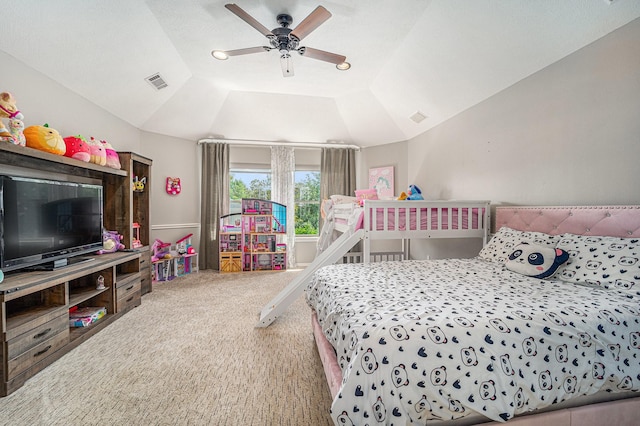 13602 Springmint Dr, Cypress, TX 77429 - carpeted bedroom featuring a raised ceiling and ceiling fan