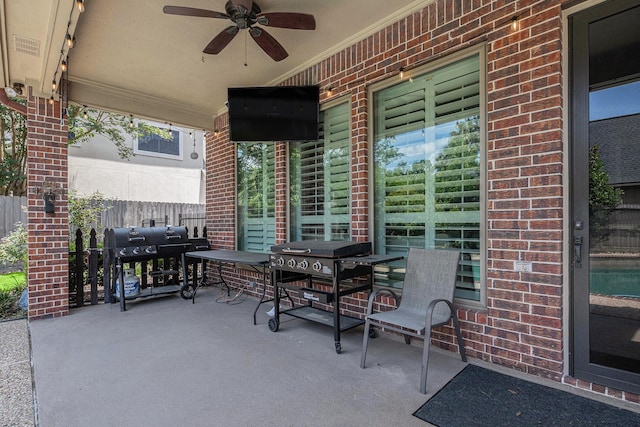 13602 Springmint Dr, Cypress, TX 77429 - view of patio with a grill and a ceiling fan
