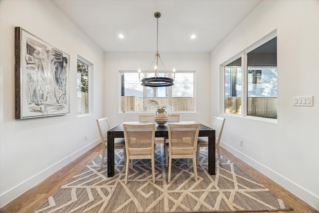 1132 Wakefield Dr, Houston, TX 77018 - dining area featuring a chandelier, light wood-style flooring, and recessed lighting