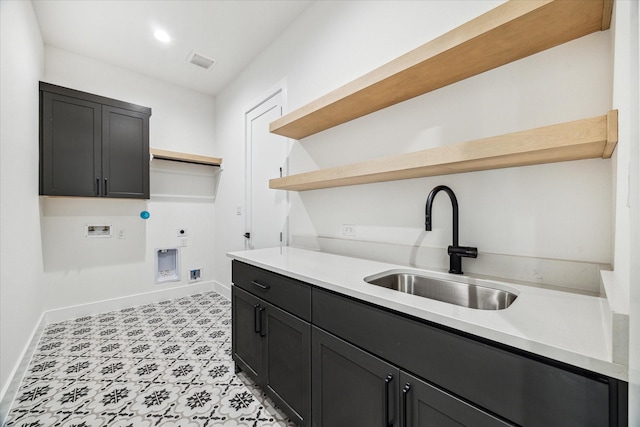 1132 Wakefield Dr, Houston, TX 77018 - washroom with cabinet space, hookup for an electric dryer, hookup for a washing machine, and light floors