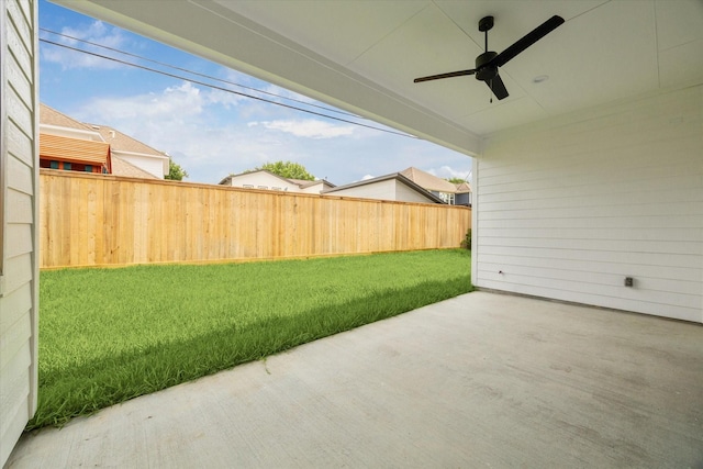 1132 Wakefield Dr, Houston, TX 77018 - fenced backyard featuring ceiling fan and a patio